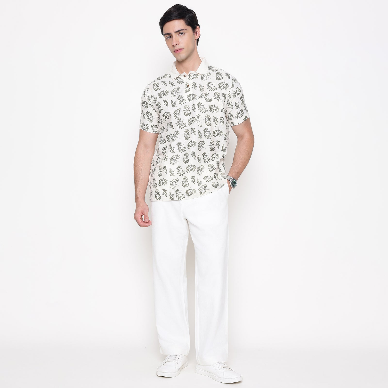 Men Printed 100% Kora Cotton Polo T-shirt | Regular Fit