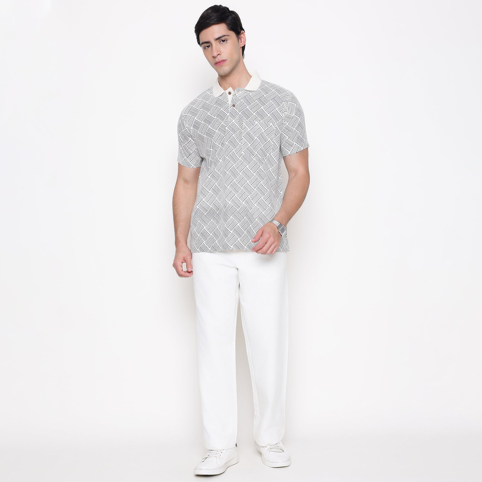 Men Printed 100% Kora Cotton Polo T-shirt | Regular Fit | Abstract 2