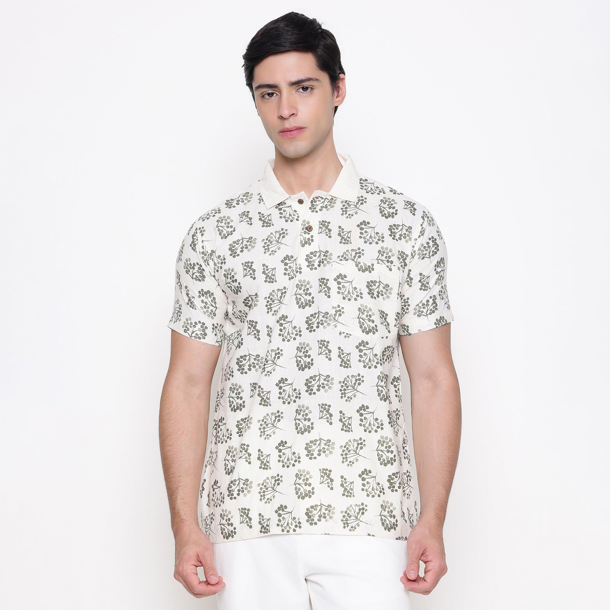 Men Printed 100% Kora Cotton Polo T-shirt | Regular Fit
