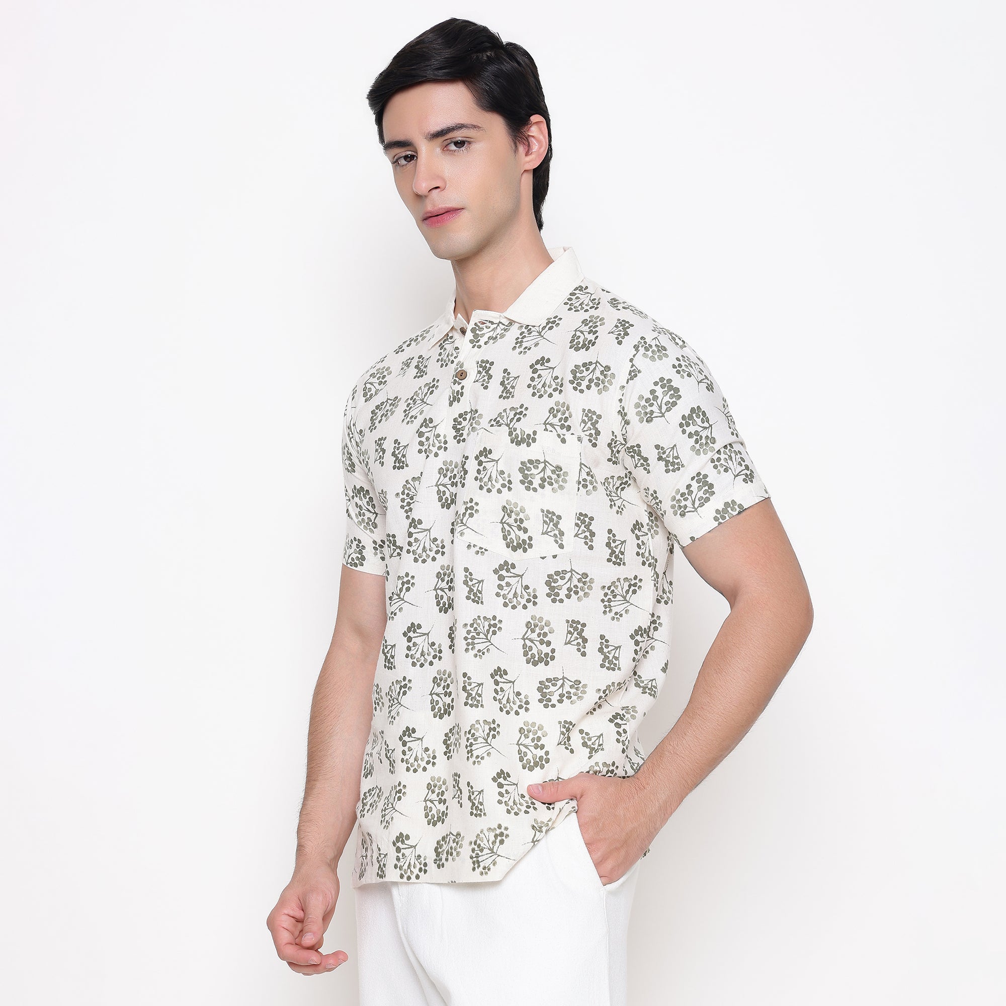 Men Printed 100% Kora Cotton Polo T-shirt | Regular Fit