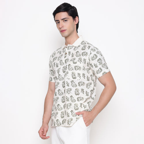 Men Printed 100% Kora Cotton Polo T-shirt | Regular Fit