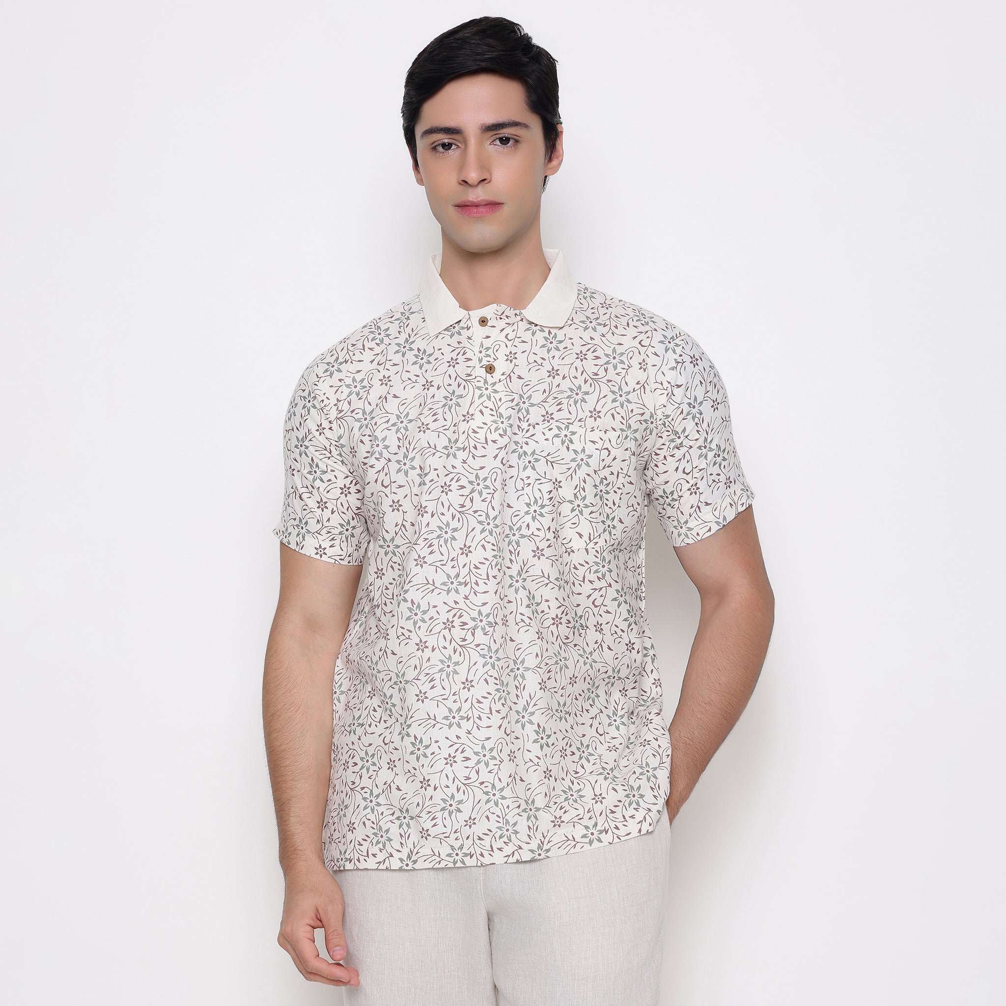 Men Printed 100% Kora Cotton Polo T-shirt | Regular Fit | Abstract 4