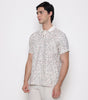 Men Printed 100% Kora Cotton Polo T-shirt | Regular Fit | White