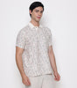 Men Printed 100% Kora Cotton Polo T-shirt | Regular Fit | White