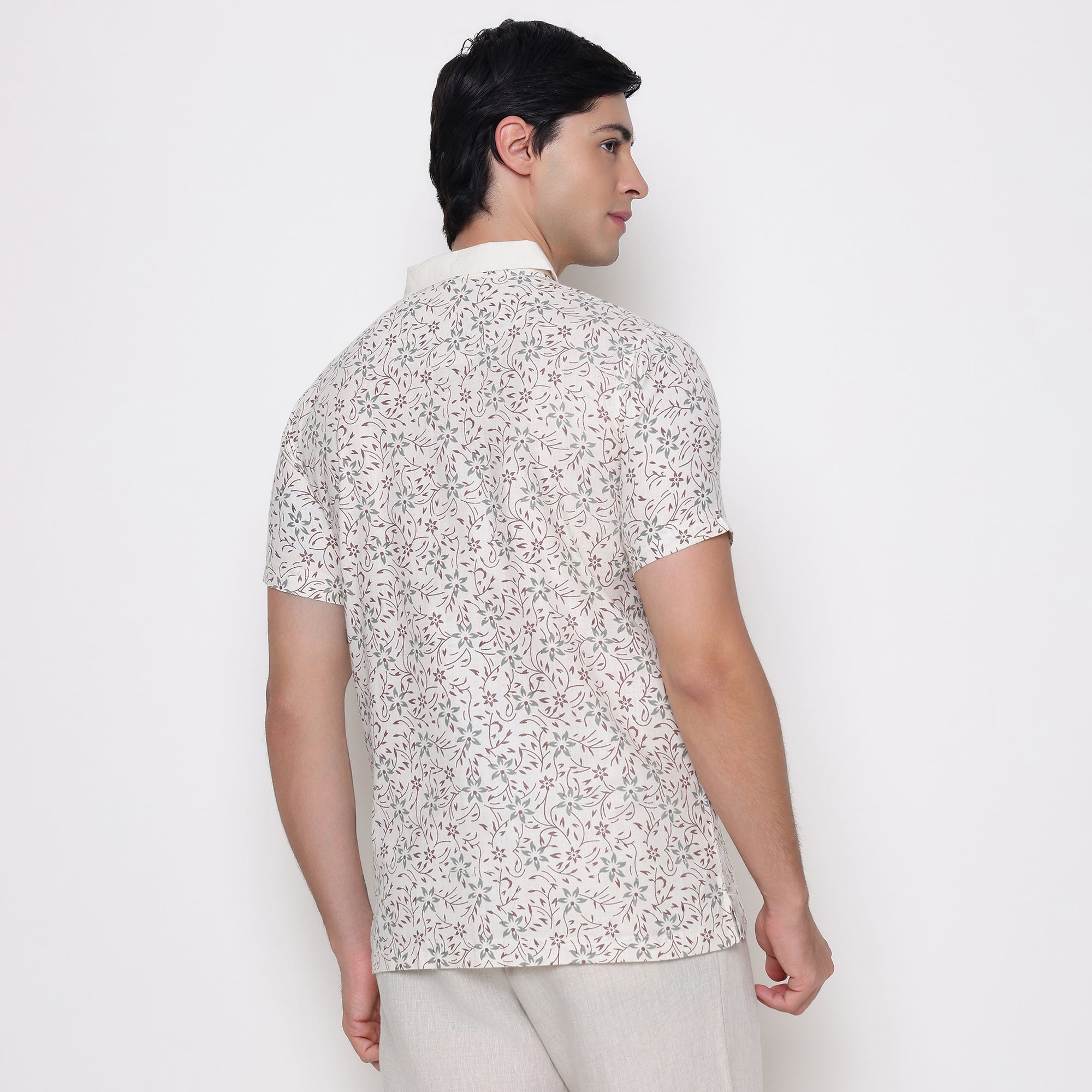 Men Printed 100% Kora Cotton Polo T-shirt | Regular Fit | White