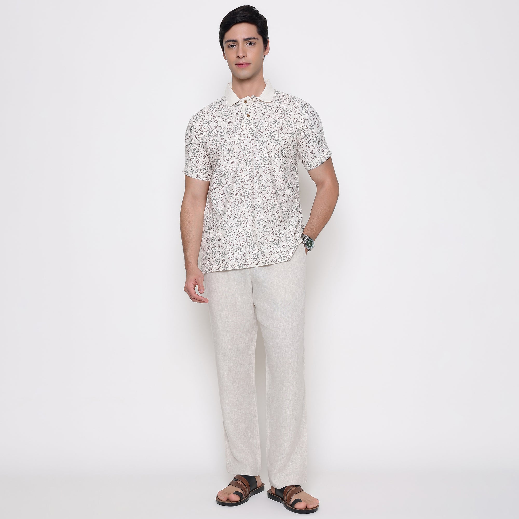 Men Printed 100% Kora Cotton Polo T-shirt | Regular Fit | Abstract 4