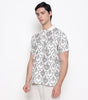 Men Printed 100% Kora Cotton Polo T-shirt | Regular Fit | Black