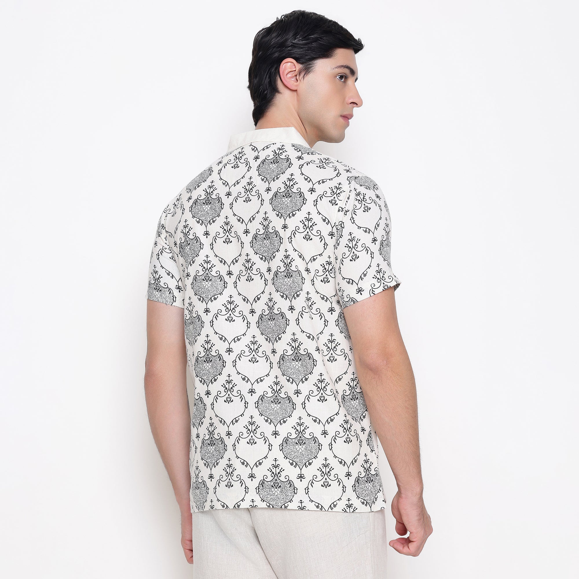 Men Printed 100% Kora Cotton Polo T-shirt | Regular Fit | Black
