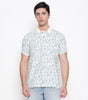 Men Printed 100% Kora Cotton Polo T-shirt | Regular Fit | Green Printed