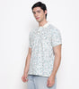 Men Printed 100% Kora Cotton Polo T-shirt | Regular Fit | Green Printed
