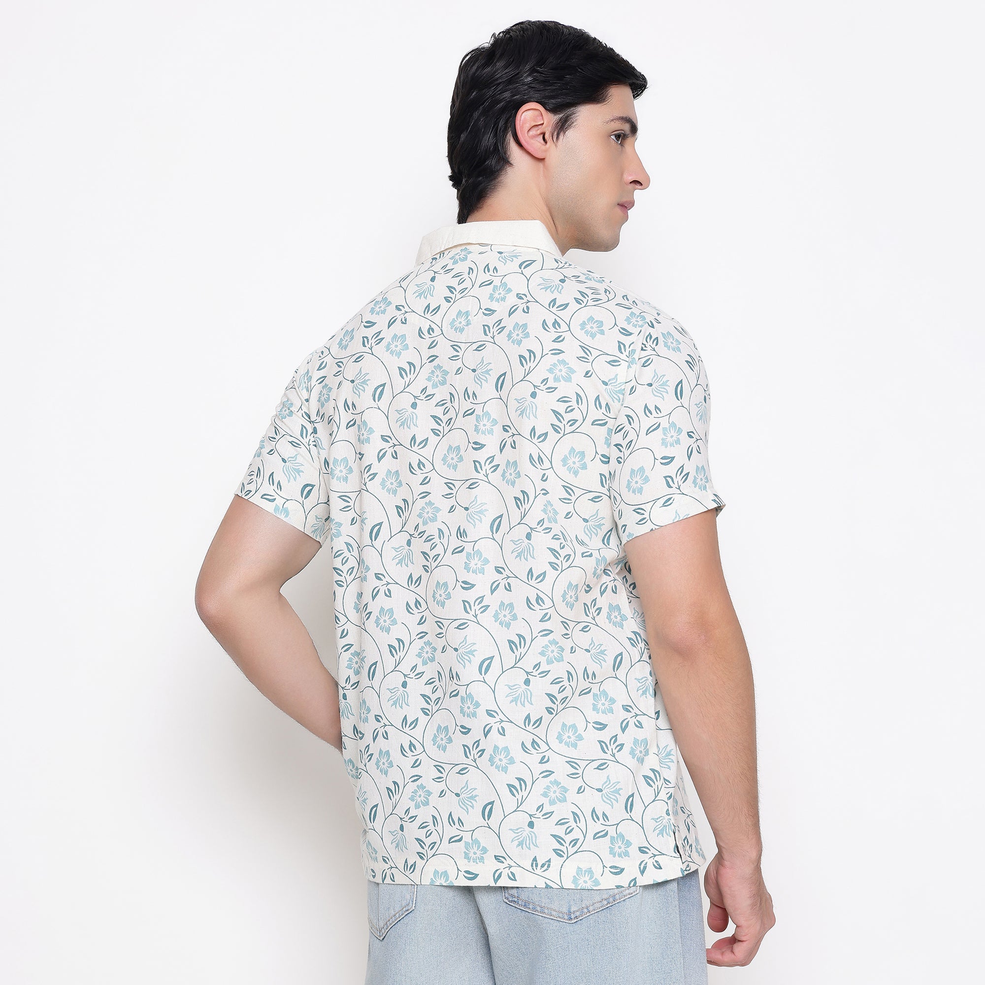 Men Printed 100% Kora Cotton Polo T-shirt | Regular Fit | Green Printed