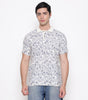 Men Printed 100% Kora Cotton Polo T-shirt | Regular Fit | Blue Printed