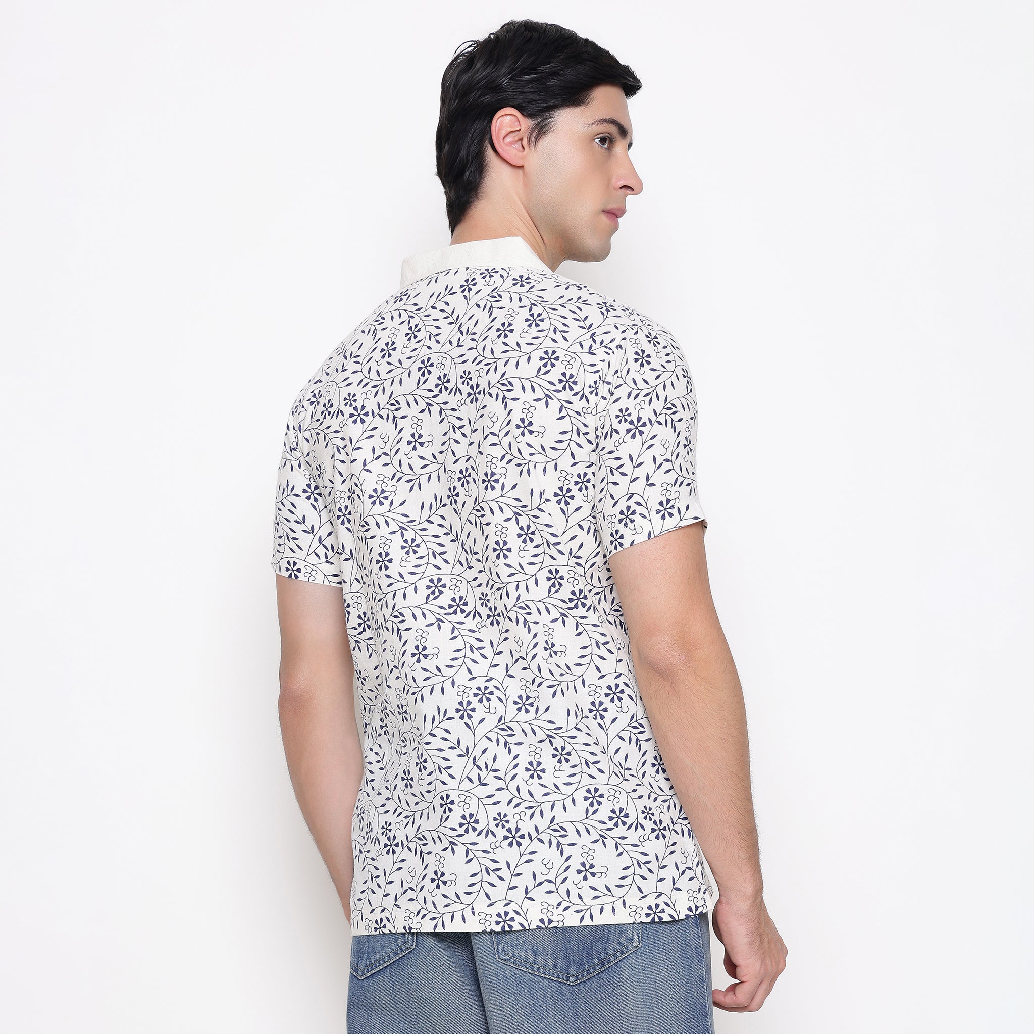 Men Printed 100% Kora Cotton Polo T-shirt | Regular Fit | Blue Printed
