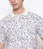 Men Printed 100% Kora Cotton Polo T-shirt | Regular Fit | Blue Printed