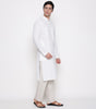 Men Embroidered Regular Fit 100% Kora Cotton Kurta Pyjama Set | White