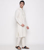 Men Embroidered Regular Fit 100% Kora Cotton Kurta Pyjama Set | Off White