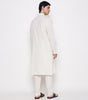 Men Embroidered Regular Fit 100% Kora Cotton Kurta Pyjama Set | Off White