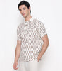 Men Printed 100% Kora Cotton Polo T-shirt | Regular Fit | White Yellow