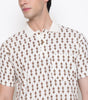 Men Printed 100% Kora Cotton Polo T-shirt | Regular Fit | White Yellow