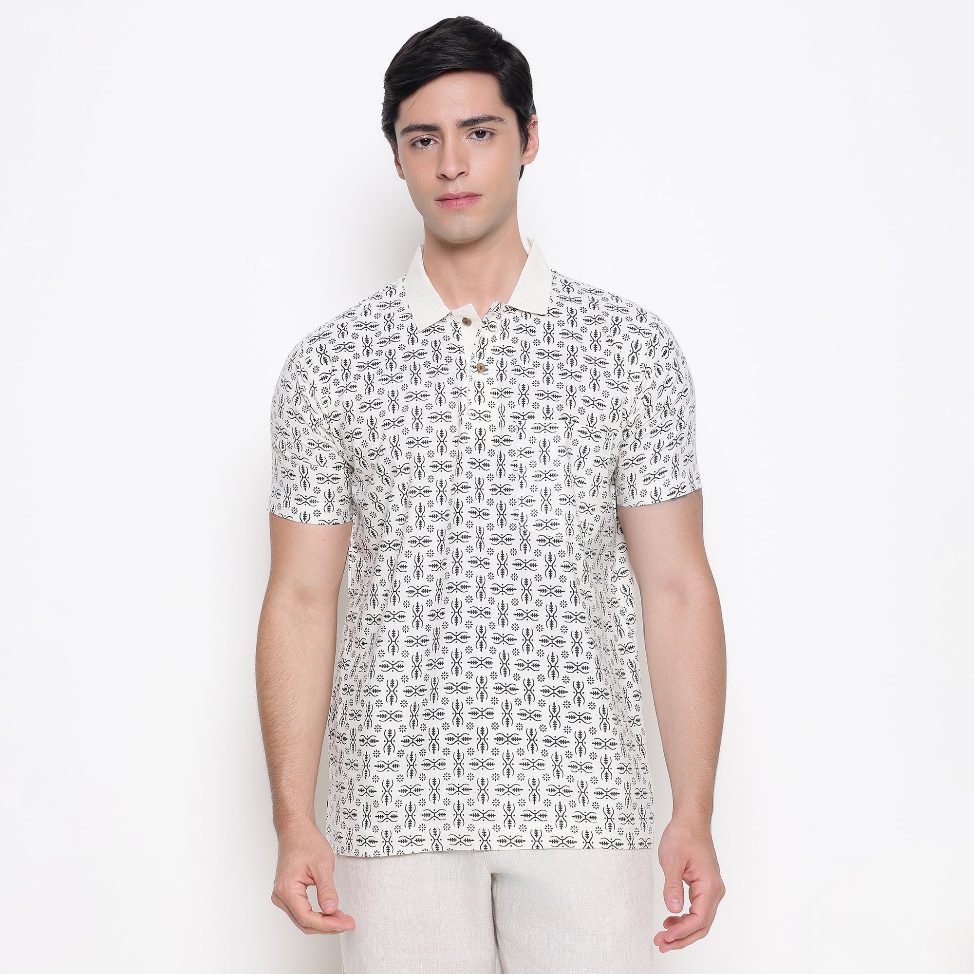 Men Printed 100% Kora Cotton Polo T-shirt | Regular Fit | Abstract 3
