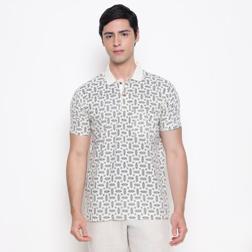 Men Printed 100% Kora Cotton Polo T-shirt | Regular Fit | Abstract 3