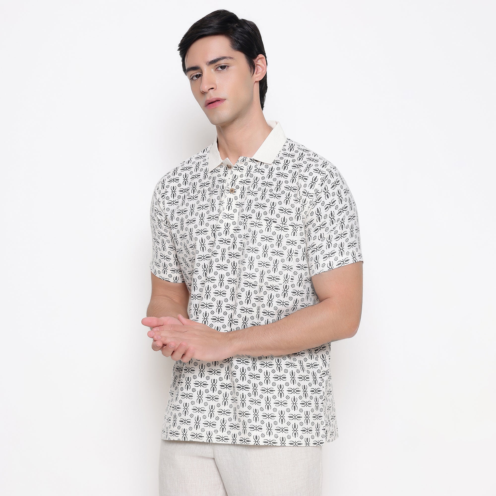 Men Printed 100% Kora Cotton Polo T-shirt | Regular Fit | Abstract 3