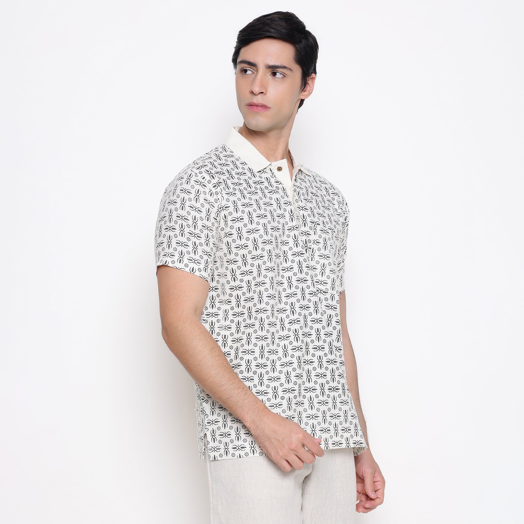 Men Printed 100% Kora Cotton Polo T-shirt | Regular Fit | Abstract 3