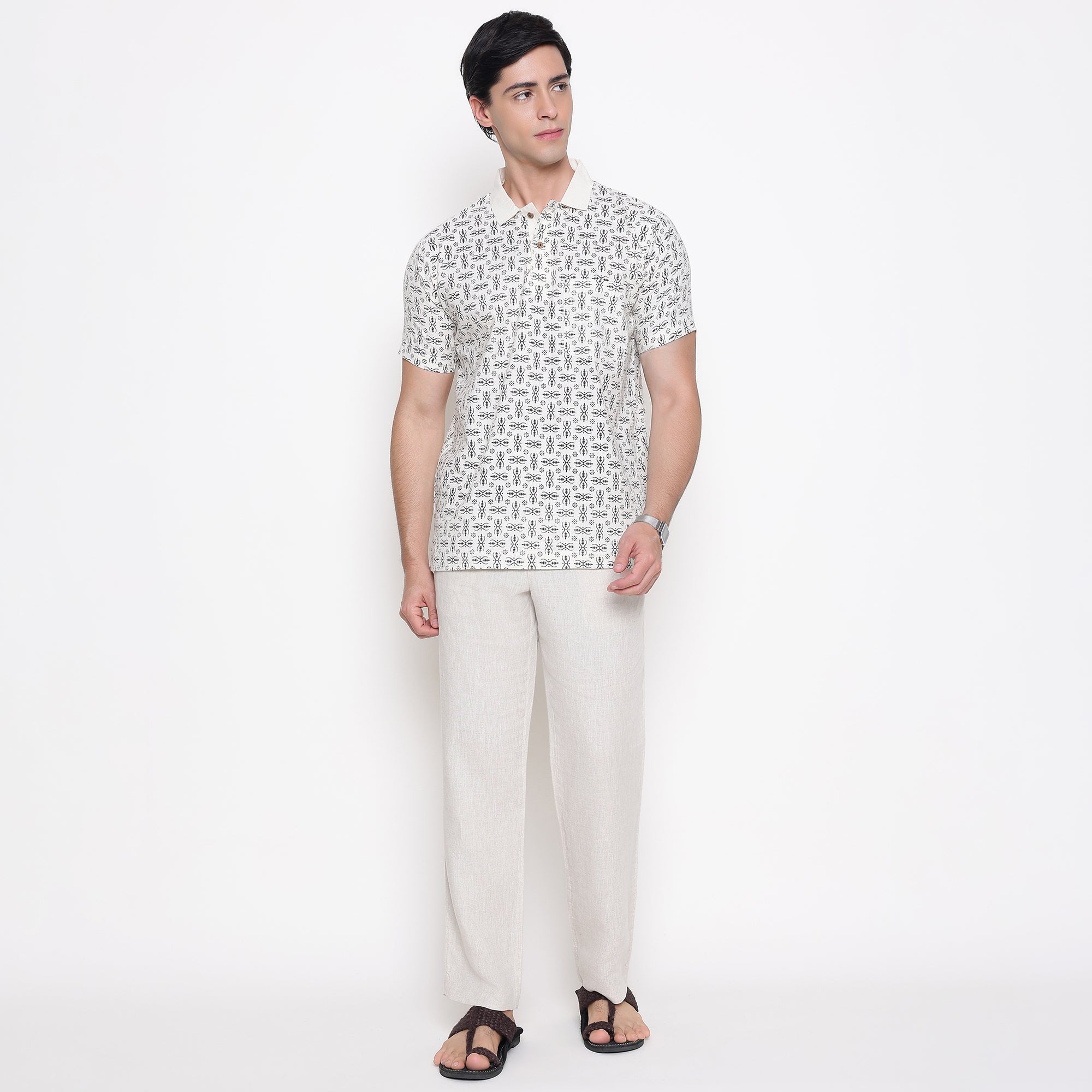 Men Printed 100% Kora Cotton Polo T-shirt | Regular Fit | Abstract 3