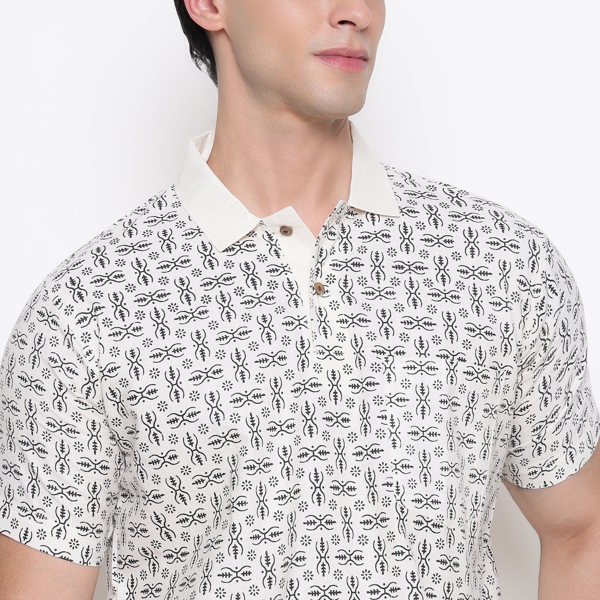 Men Printed 100% Kora Cotton Polo T-shirt | Regular Fit | Abstract 3