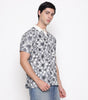 Men Printed 100% Kora Cotton Polo T-shirt | Regular Fit | Black Floral