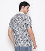 Men Printed 100% Kora Cotton Polo T-shirt | Regular Fit | Black Floral