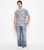 Men Printed 100% Kora Cotton Polo T-shirt | Regular Fit | Black Floral
