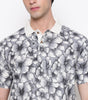 Men Printed 100% Kora Cotton Polo T-shirt | Regular Fit | Black Floral