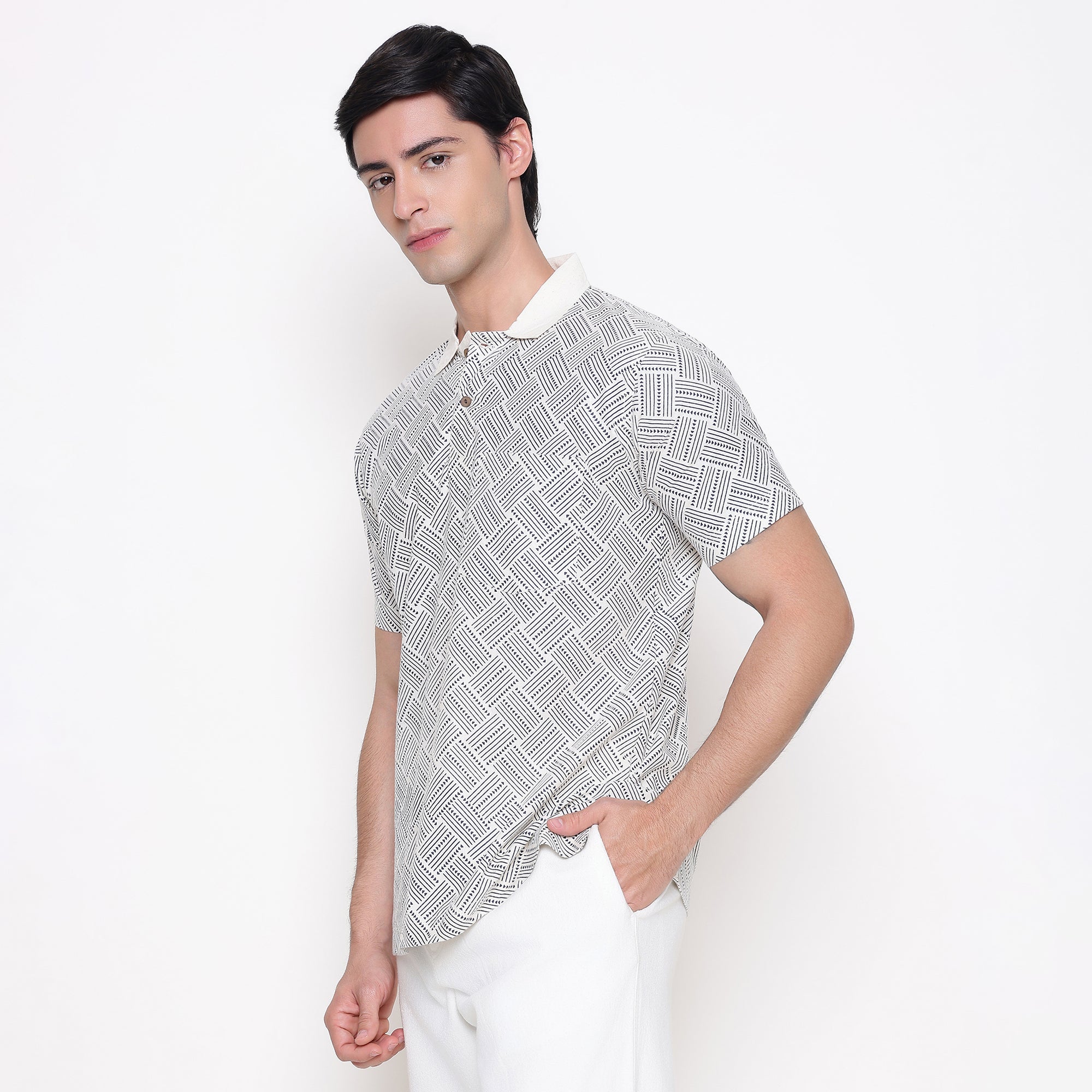 Men Printed 100% Kora Cotton Polo T-shirt | Regular Fit | Abstract 2