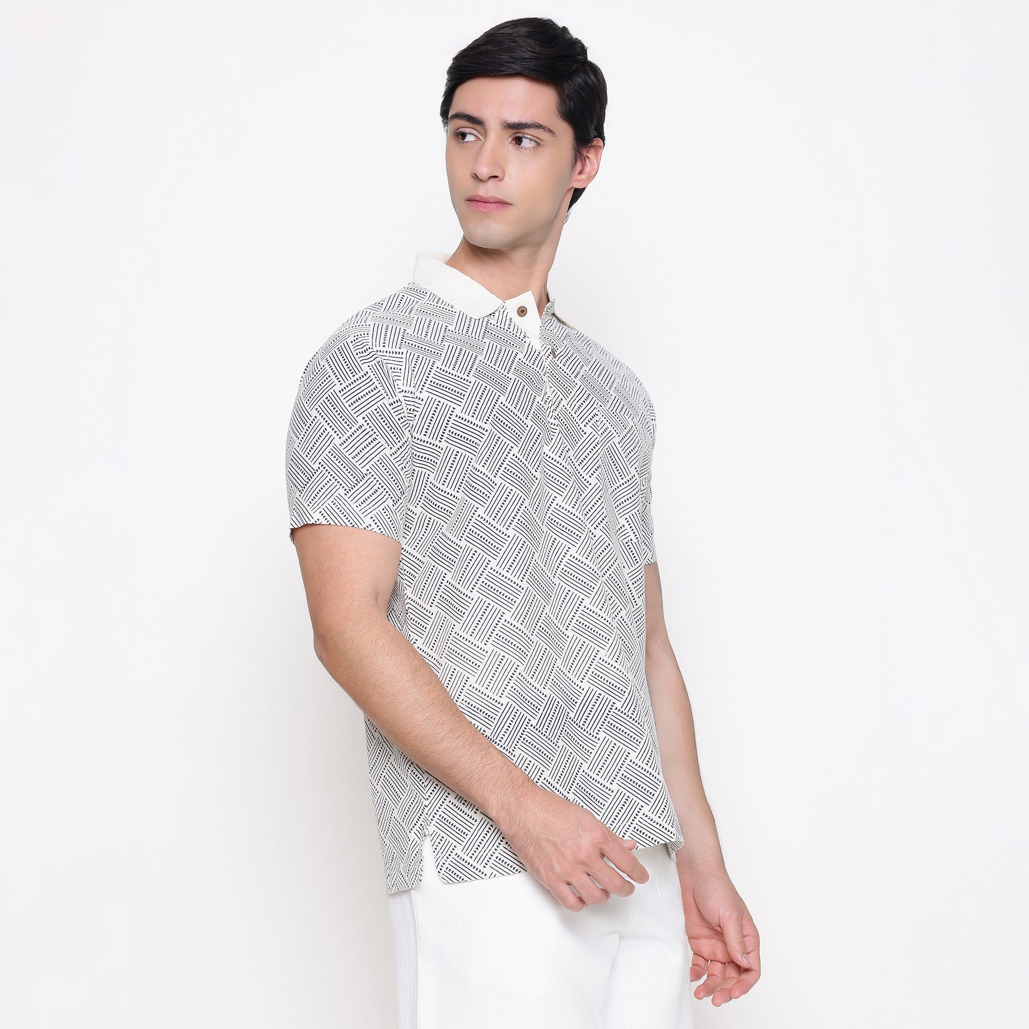 Men Printed 100% Kora Cotton Polo T-shirt | Regular Fit | Abstract 2