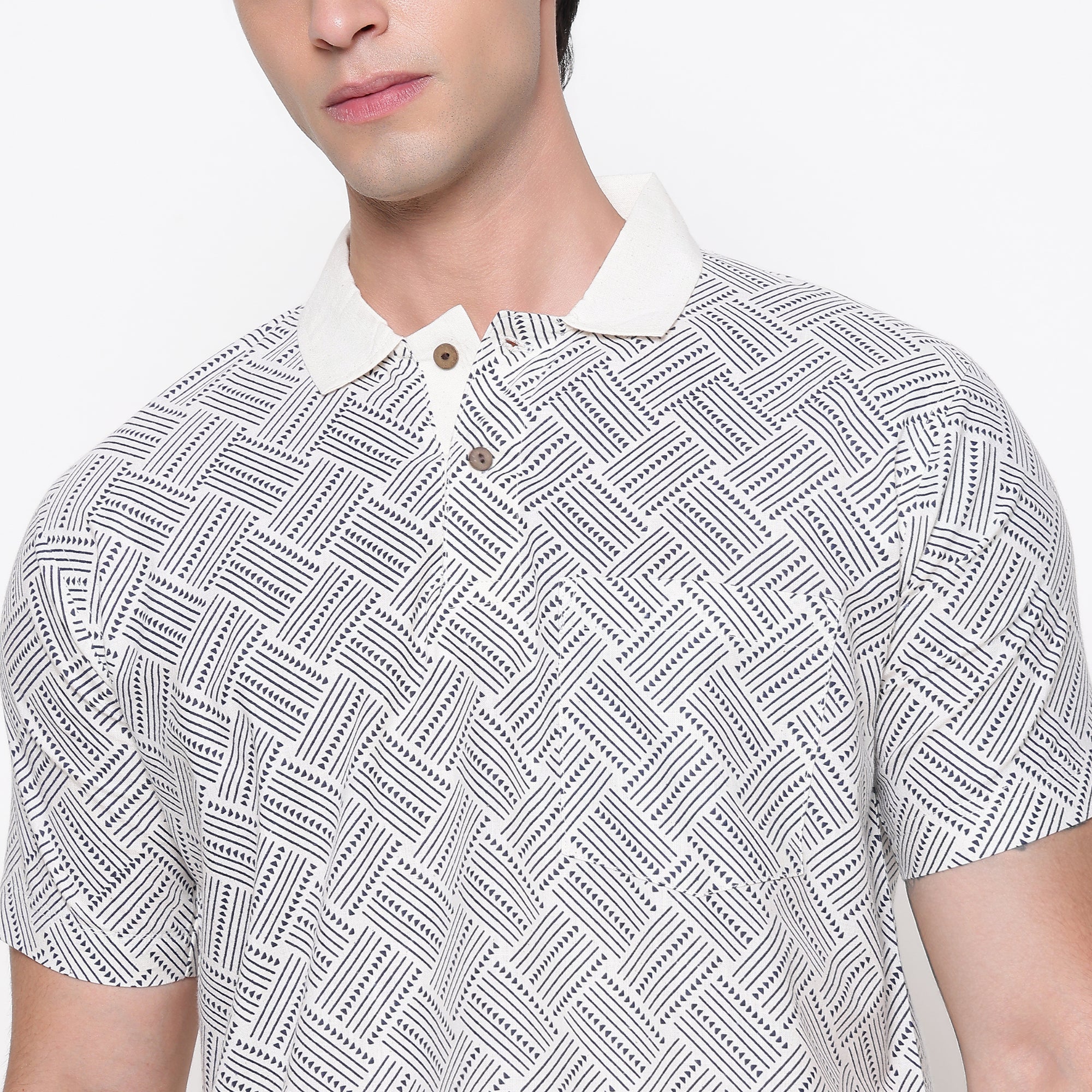 Men Printed 100% Kora Cotton Polo T-shirt | Regular Fit | Abstract 2