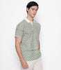 Men Printed 100% Kora Cotton Polo T-shirt | Regular Fit | Green White