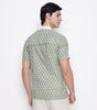 Men Printed 100% Kora Cotton Polo T-shirt | Regular Fit | Green White