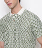 Men Printed 100% Kora Cotton Polo T-shirt | Regular Fit | Green White