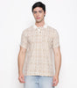 Men Printed 100% Kora Cotton Polo T-shirt | Regular Fit | Beige