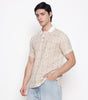 Men Printed 100% Kora Cotton Polo T-shirt | Regular Fit | Beige