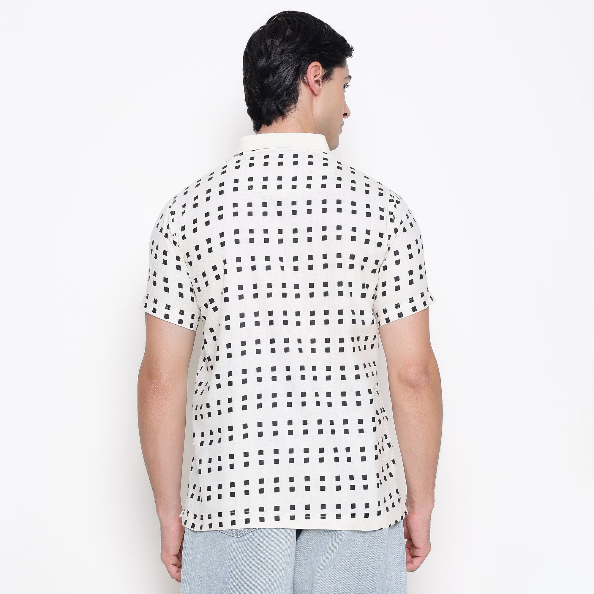 Men Printed 100% Kora Cotton Polo T-shirt | Regular Fit | Black Dot Design