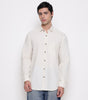 Men Solid 100% Kora Cotton Regular Fit Shirt | Pure Cotton | Cream