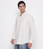 Men Solid 100% Kora Cotton Regular Fit Shirt | Pure Cotton | Cream