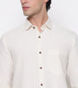 Men Solid 100% Kora Cotton Regular Fit Shirt | Pure Cotton | Cream