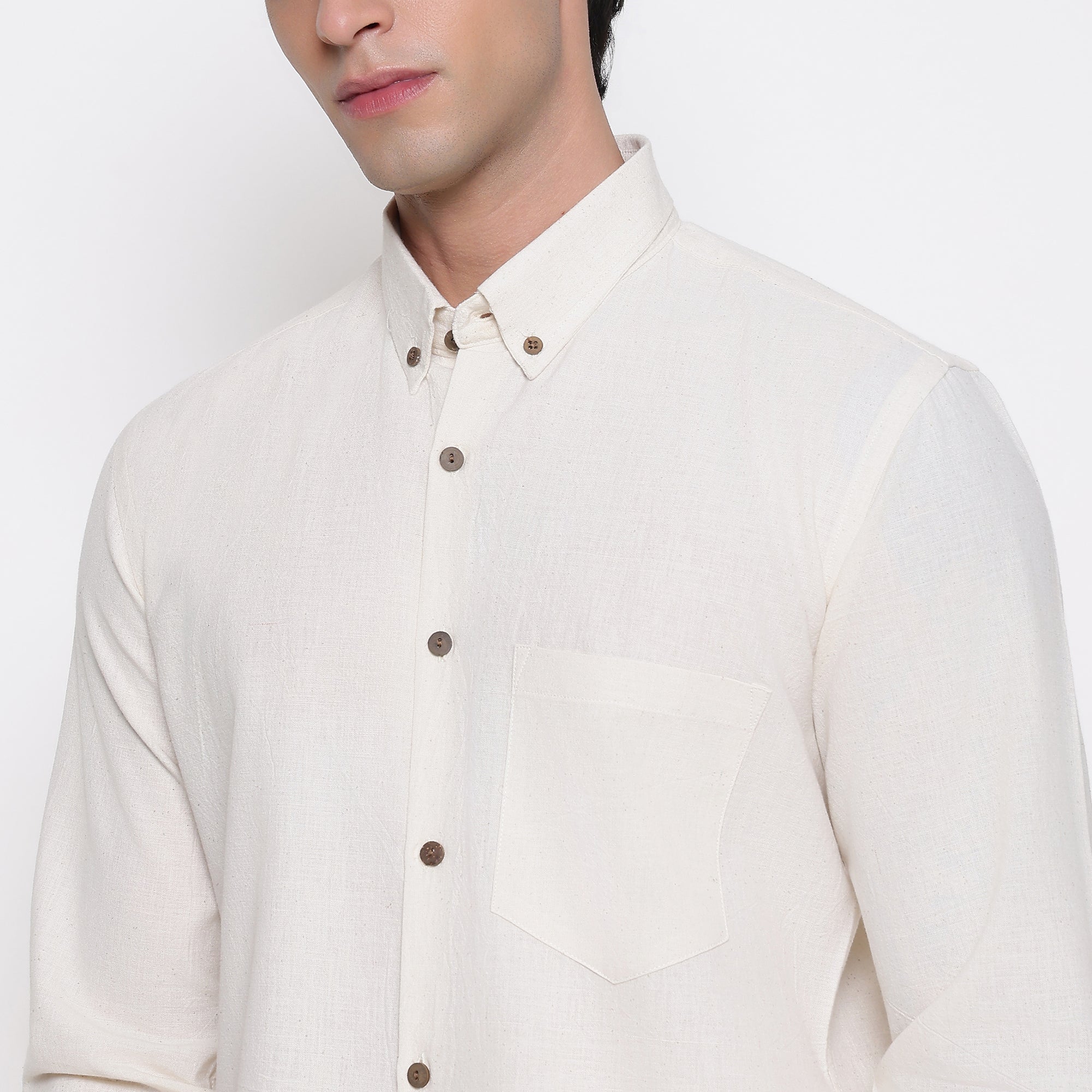 Men Solid 100% Kora Cotton Regular Fit Shirt | Pure Cotton | Beige