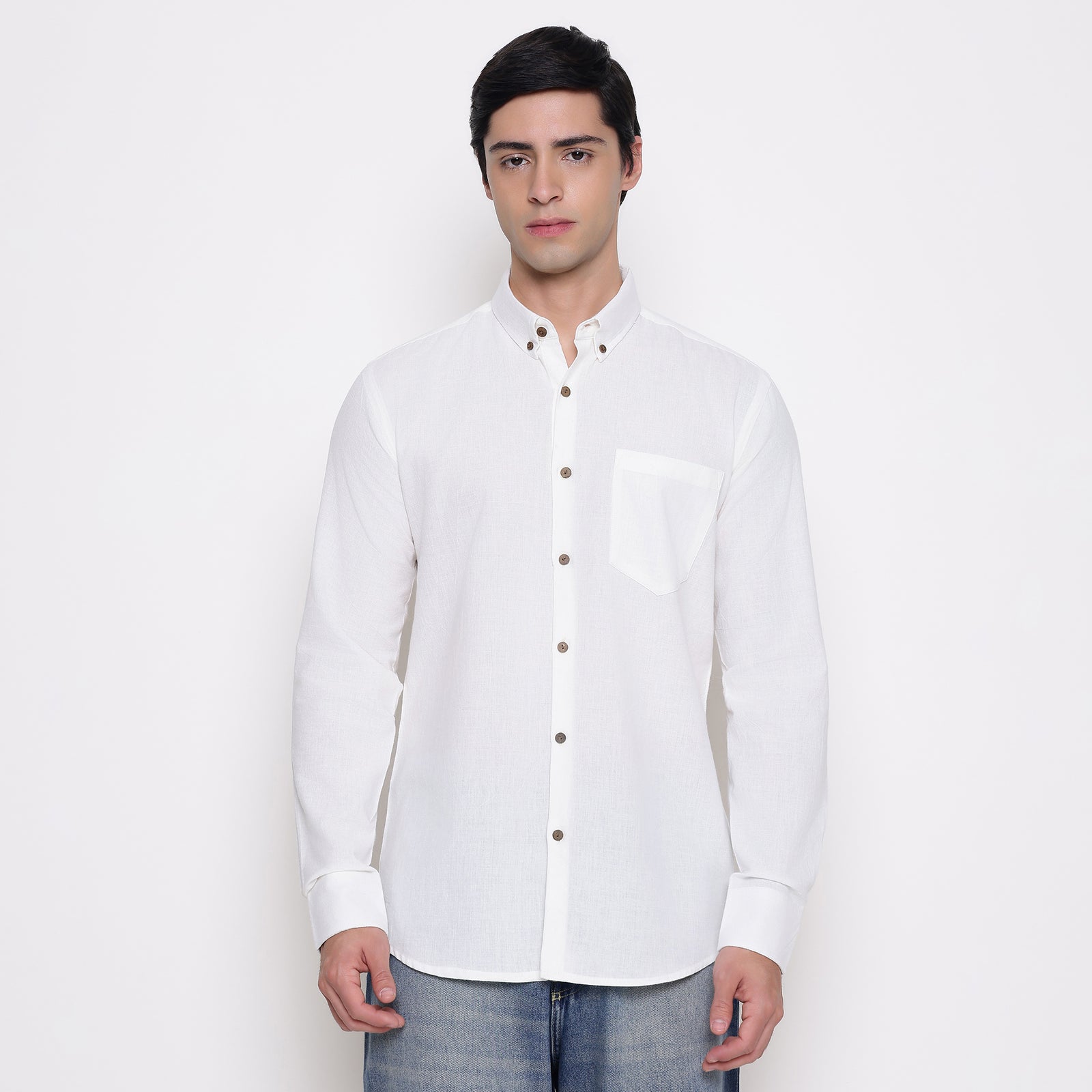 Men Solid 100% Kora Cotton Regular Fit Shirt | Pure Cotton | Pure White