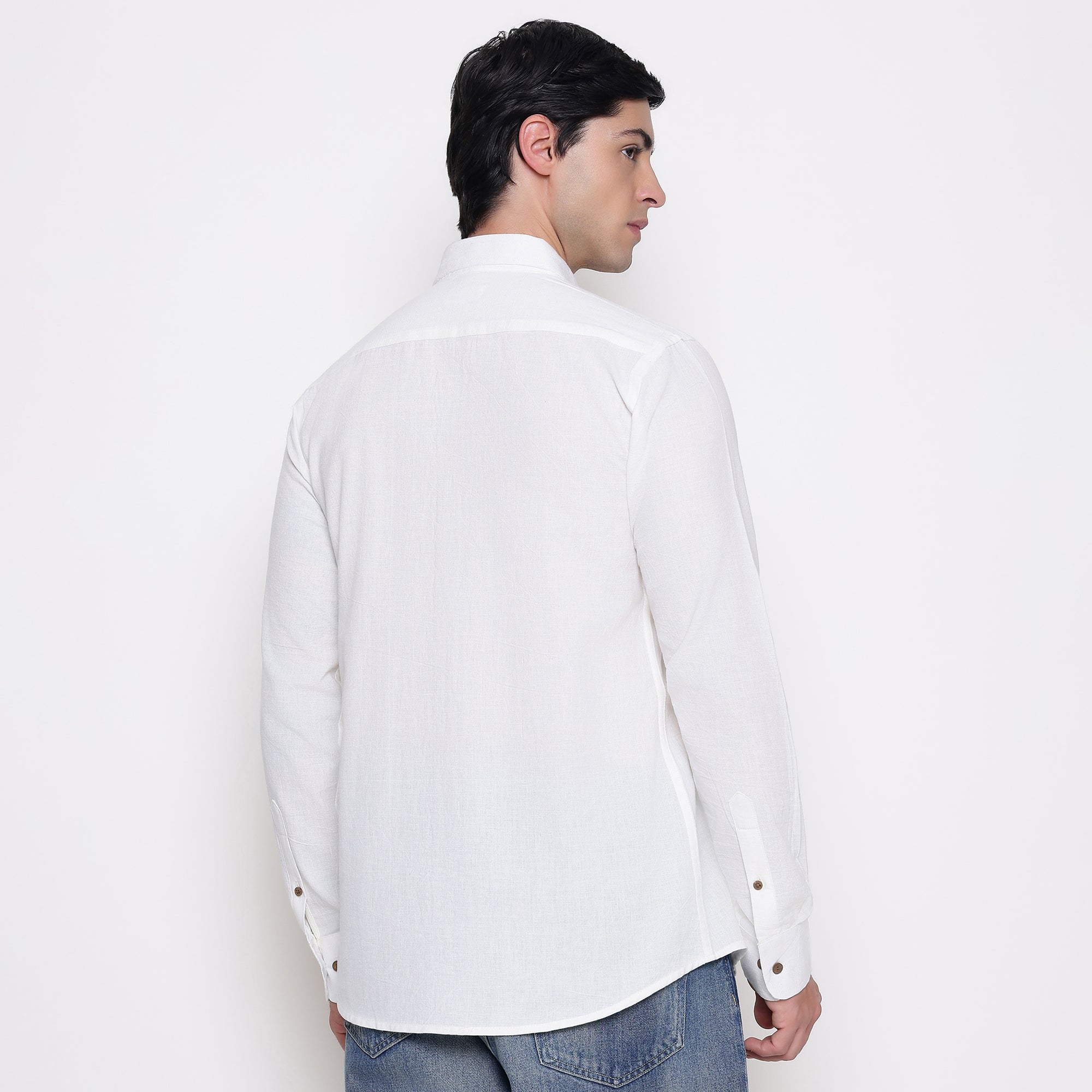 Men Solid 100% Kora Cotton Regular Fit Shirt | Pure Cotton | Pure White