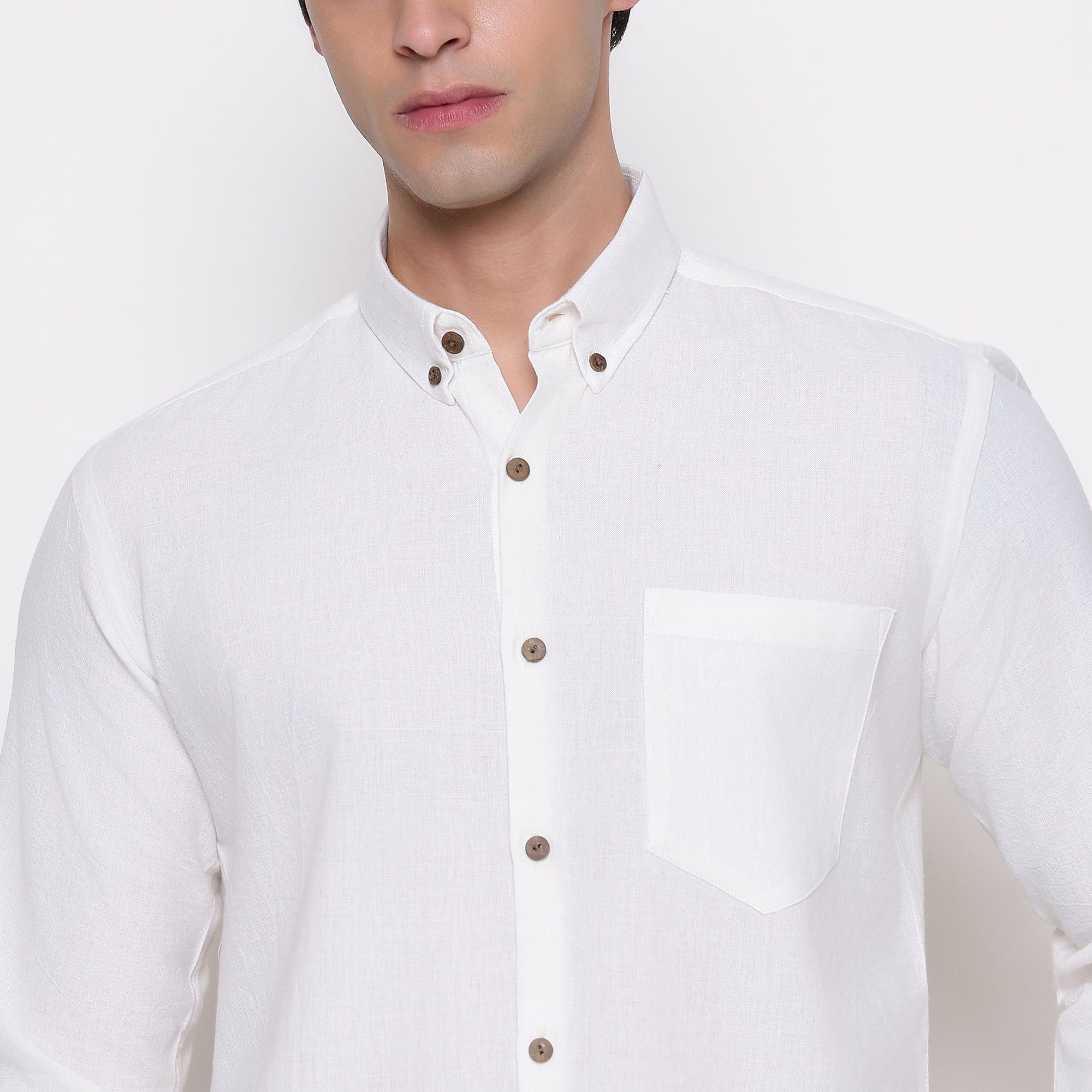 Men Solid 100% Kora Cotton Regular Fit Shirt | Pure Cotton | Pure White